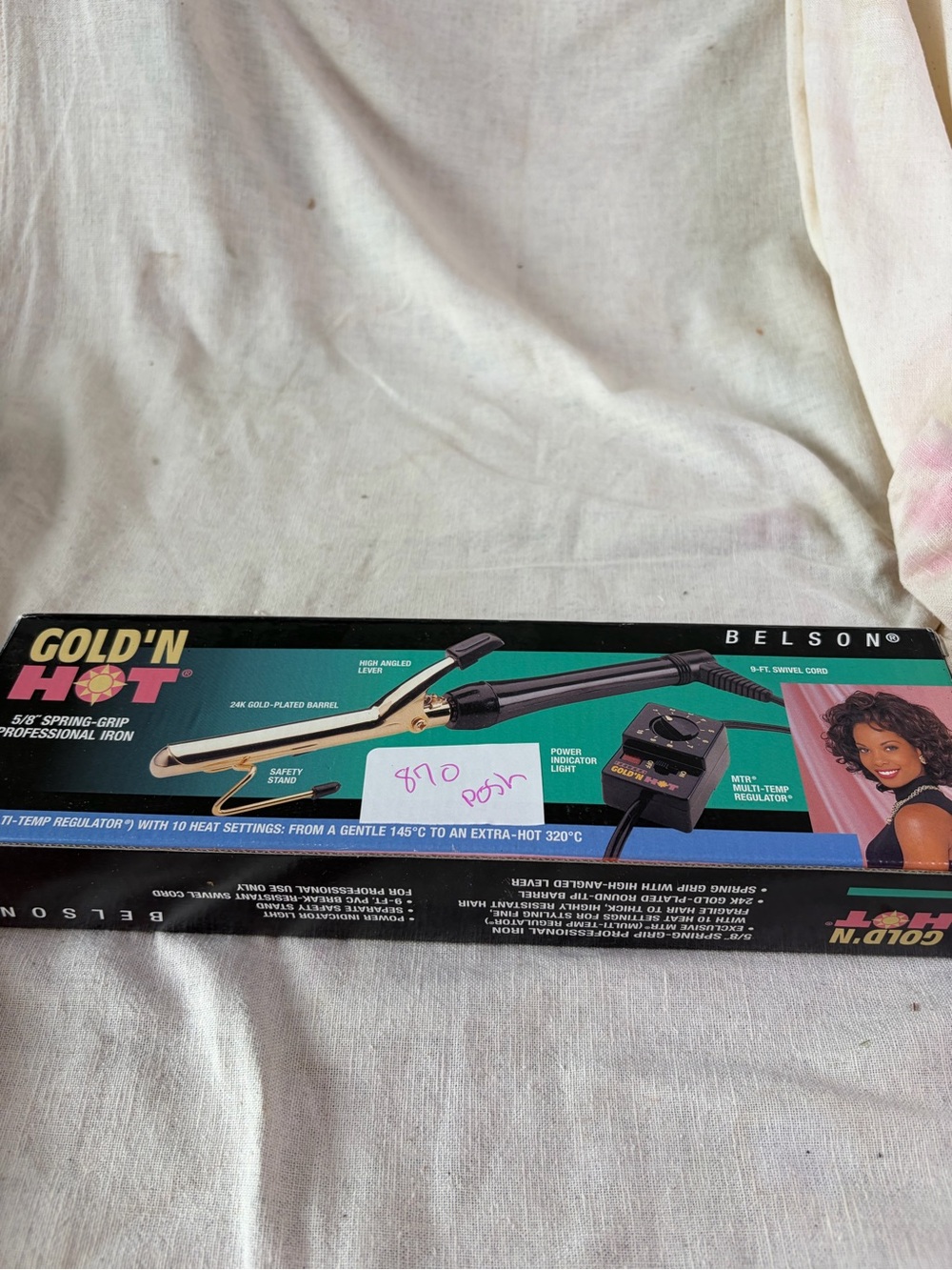 Belson Gold'N Hot 1" Spring-Grip Professional Iron - Black & Gold